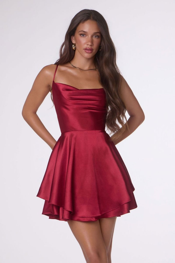 Amoris T616 Draped Neckline Sleeveless Structured Bodice Dress