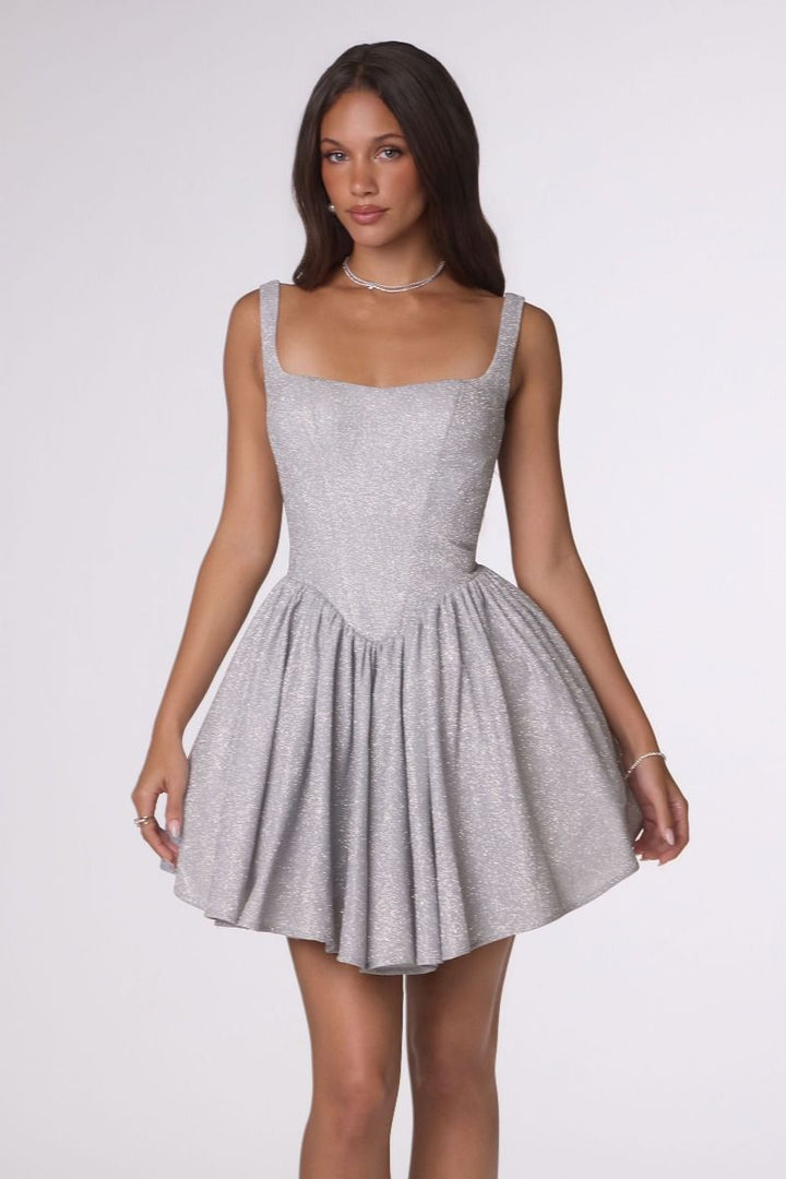 Amoris T738 Square Neckline Corset-Structured Bodice Dress