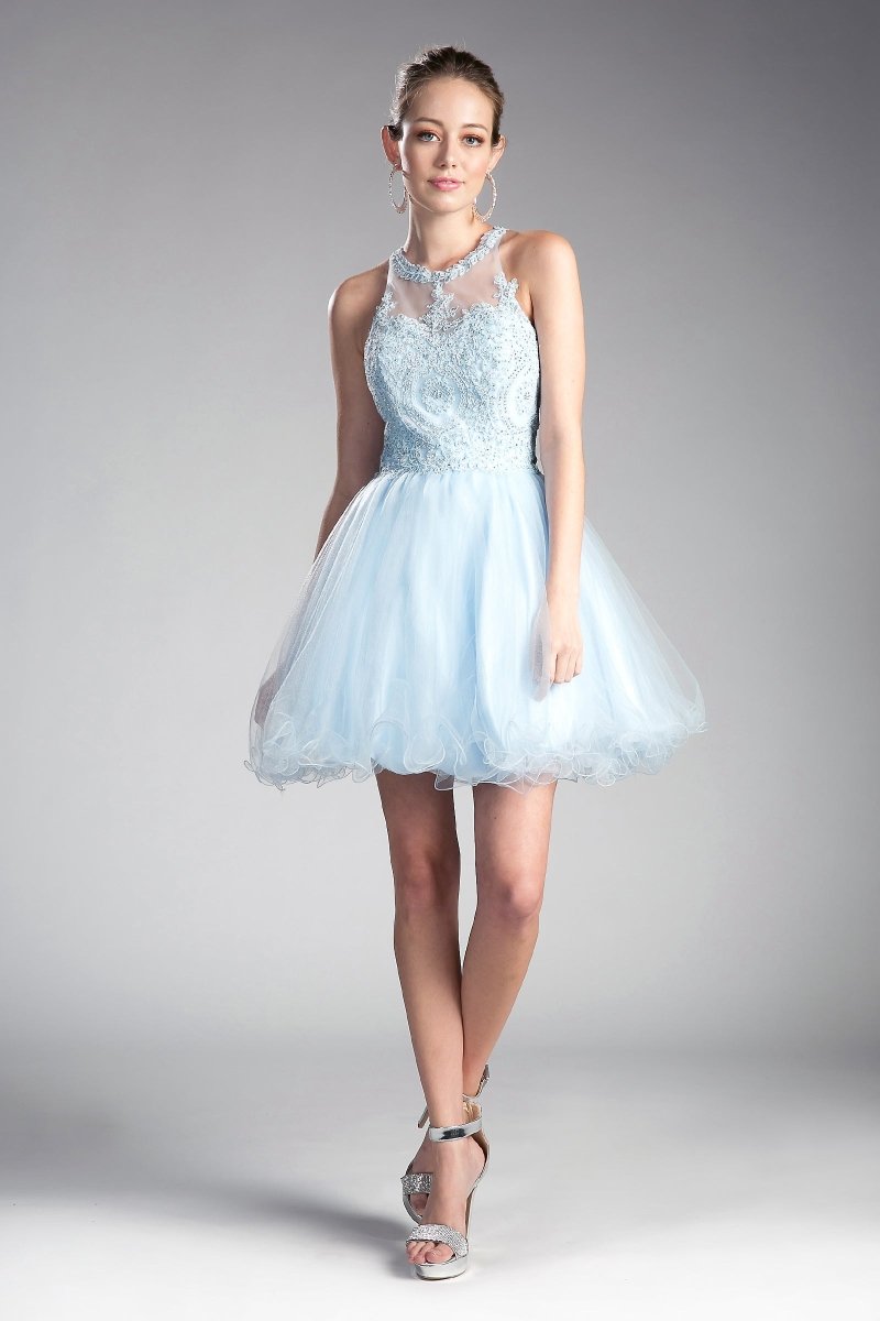 Ladivine UJ0119 layered skirt with wavy hem front view