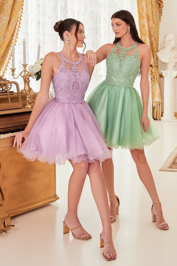 Ladivine UJ0119 homecoming dress shown on two models